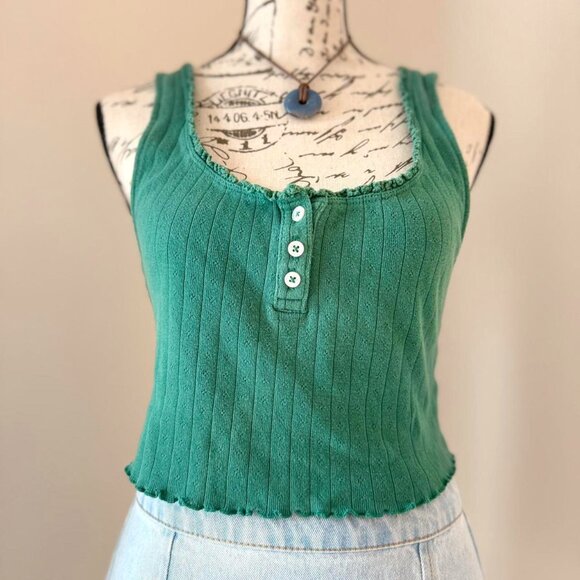 pointelle lace trim cotton cami - Picture 1 of 4